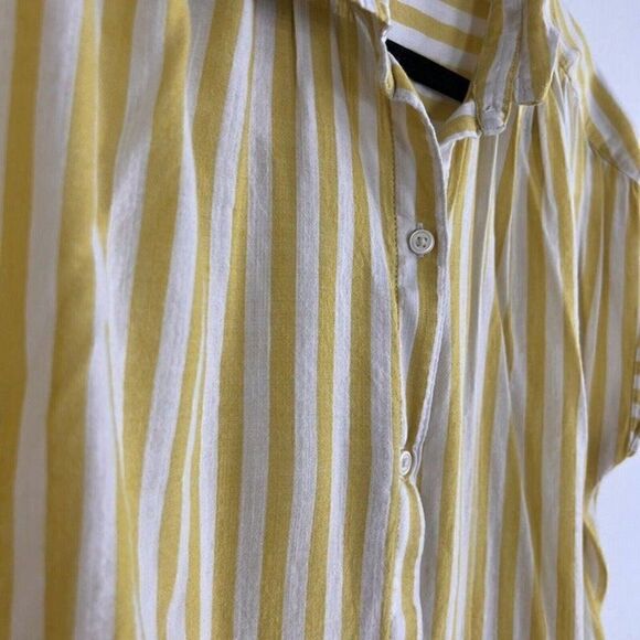 Gap Womens Yellow & White Striped Relaxed Boxy Button Front Shirt Size Large - Picture 7 of 10